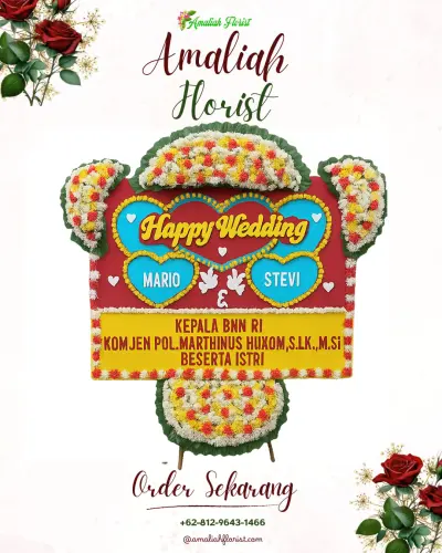 Karangan Papan Bunga Pernikahan di Podosoko